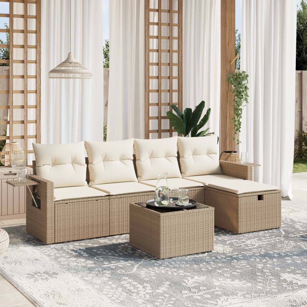 vidaXL Garden Sofa Set Beige/Black/Brown/Grey