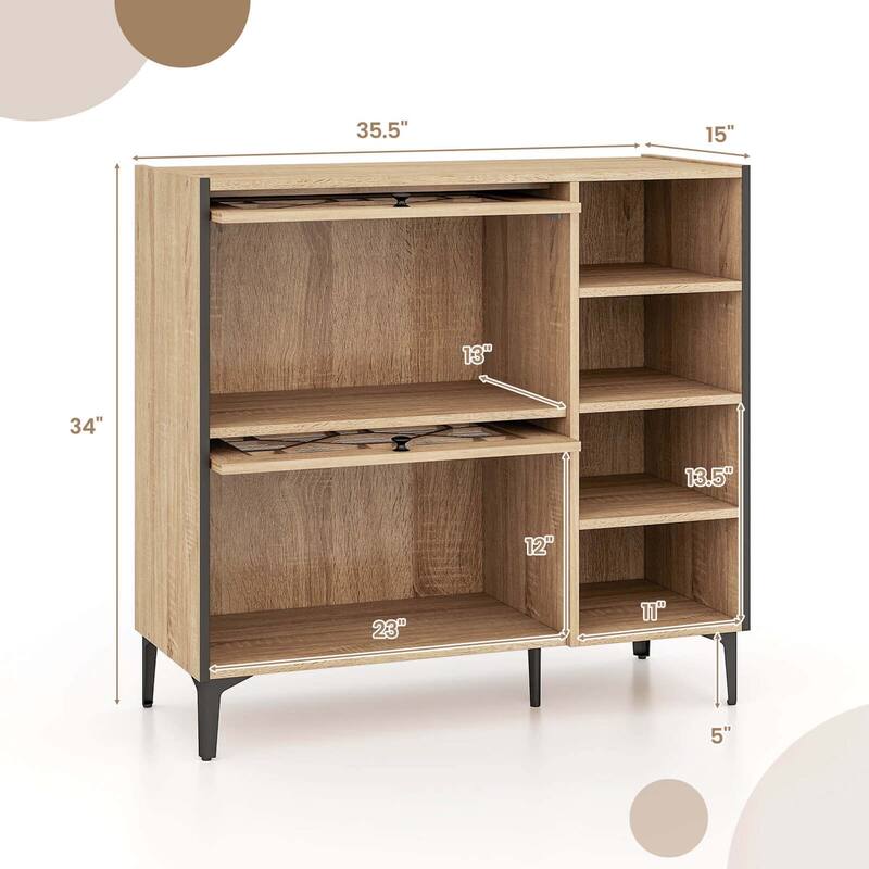 Costway Shoe Storage Cabinet with Flip Doors Adjustable and Removable - See Details