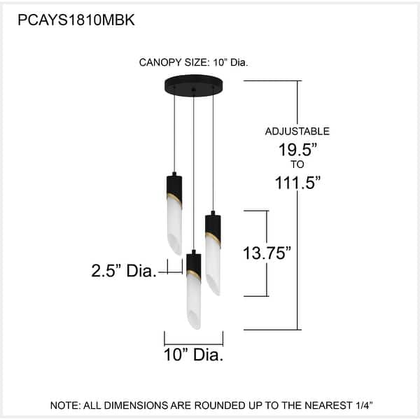 Alys 3-Light Integrated LED Matte Black Pendant