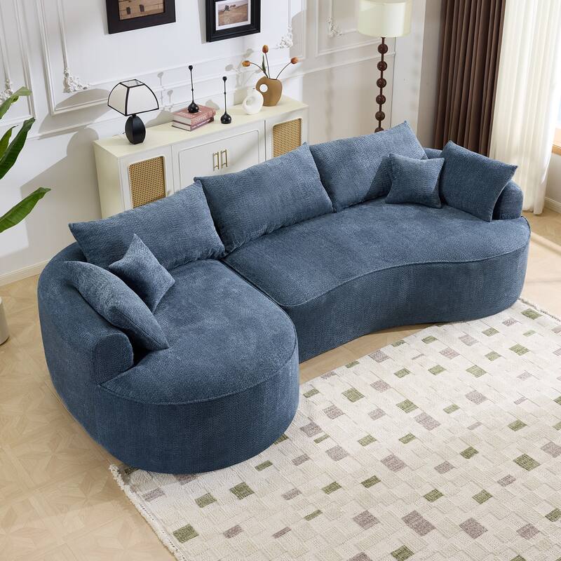 124.5-Inch Modern Compressed Boneless Sofa,Comes with 3 Back Pillows and 4 Throw Pillows