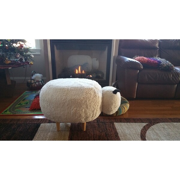 Christopher Knight Home Pearcy Furry Sheep Ottoman White