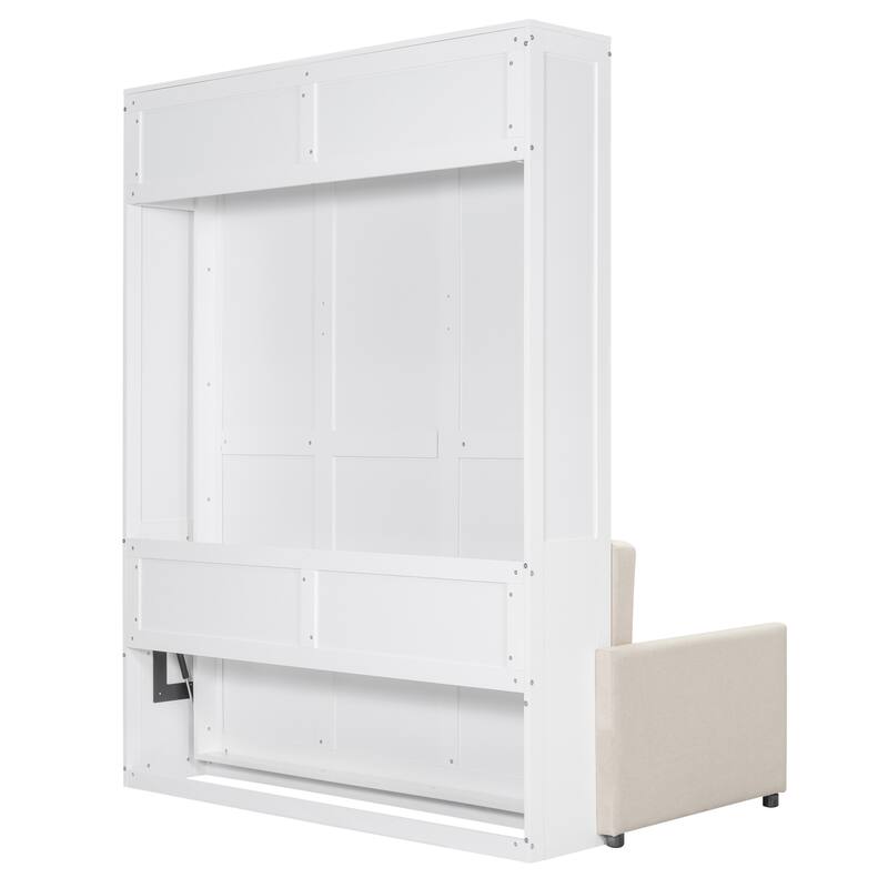 Queen Size Multifunctional Murphy Bed with Cushion and Storage