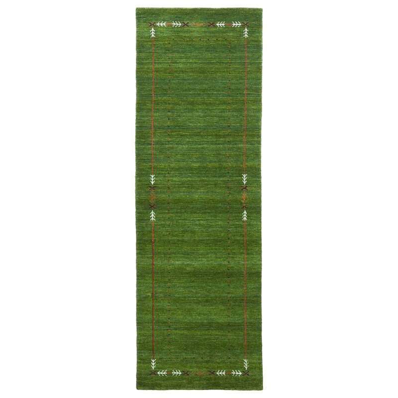 ECARPETGALLERY Hand Loomed Kashkuli Gabbeh Green Wool Rug - 2'7 x 7'10