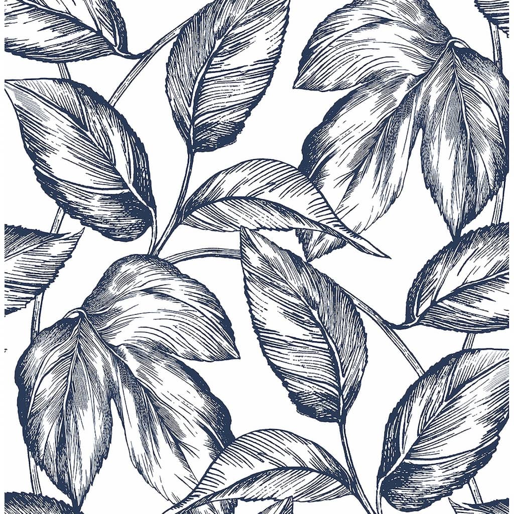 NextWall Sketched Leaves Peel and Stick Wallpaper
