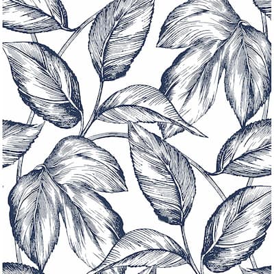 NextWall Sketched Leaves Peel and Stick Wallpaper