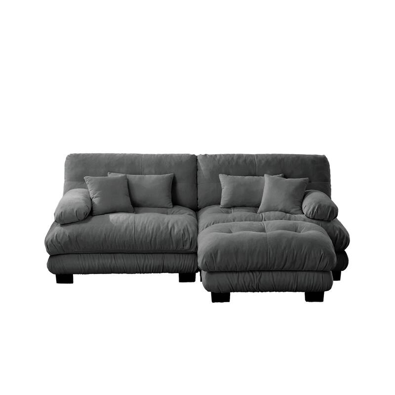 94.4" Chenille Cloud Sofa with Convertible Ottoman