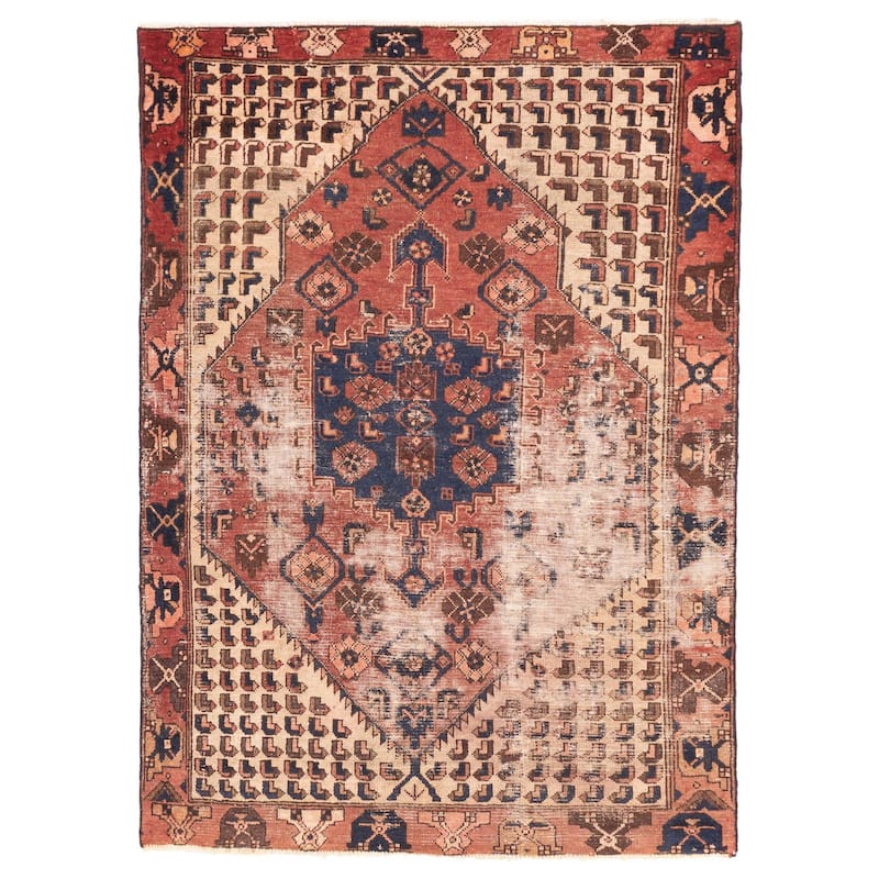 ECARPETGALLERY Hand-knotted Antalya Vintage Red Wool Rug - 4'5 x 6'2