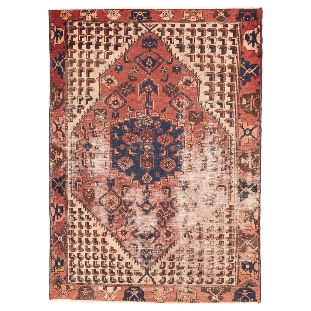 ECARPETGALLERY Hand-knotted Antalya Vintage Red Wool Rug - 4'5 x 6'2