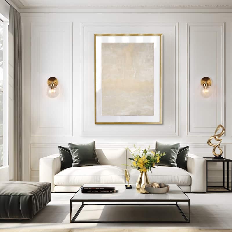 Modern 1-Light Gold Vantity Light Globe Glass Wall Sconces - L 5.5" x W 7.4" x H 8.7"