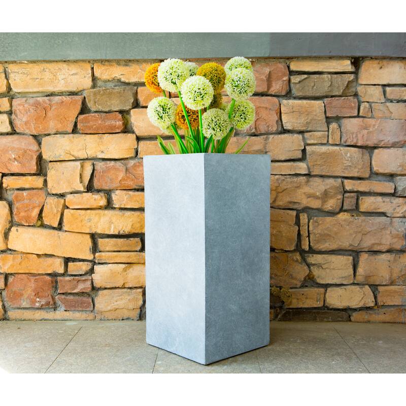 Durx-litecrete Lightweight Concrete Cement Color Tall Planter-Large - 13.8'x13.8'x27.8'
