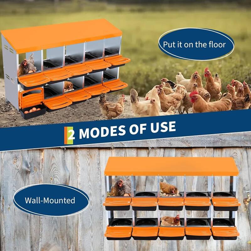 10-Hole Metal Chicken Nesting Box or Easy Cleaning