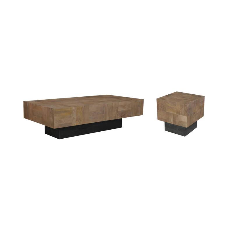 Caden 2-piece Solid Wood Living Room Table Set - Dark Brown