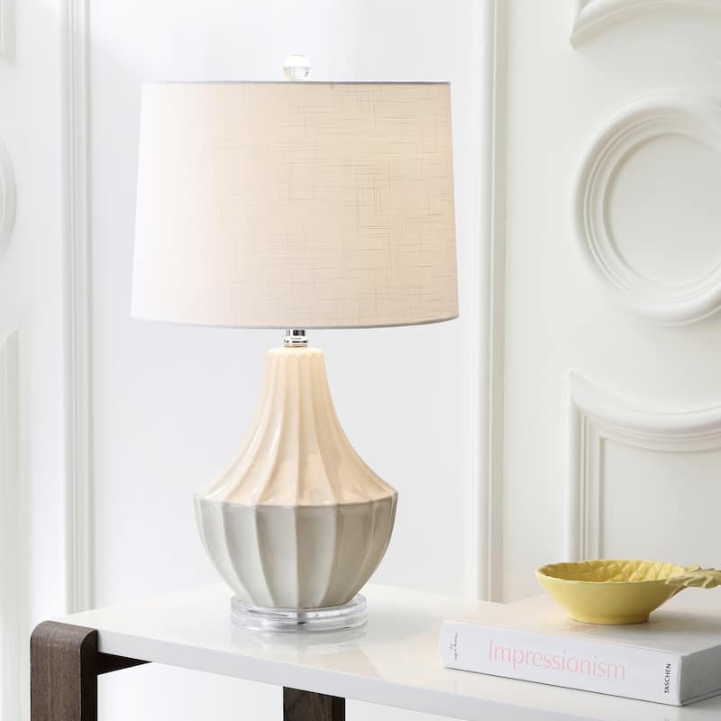 Thatcher 24.5" Ceramic LED Table Lamp, Navy by JONATHAN Y - Cream