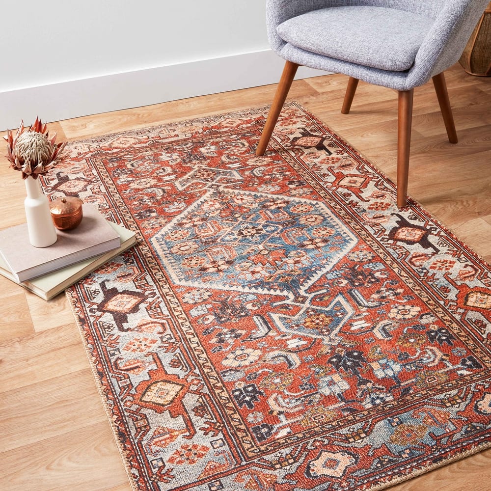 Alexander Home Dhanya Traditional Distressed Printed Area Rug