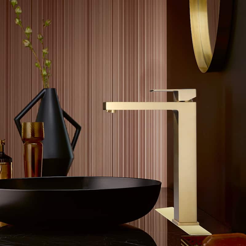 11.7"H Solid Brass Single-Handle Bathroom Vessel Sink Faucet With 6 Inch Deck Plate
