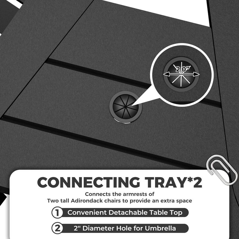 2-Pack Adirondack Bar Stools High-Back Outdoor Patio Chairs with Cup Holder Tray