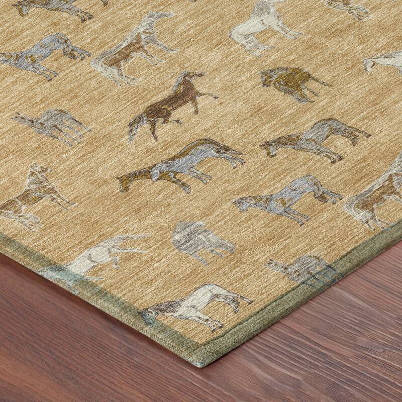 Machine Washable Indoor/ Outdoor Horses Chantille Rug