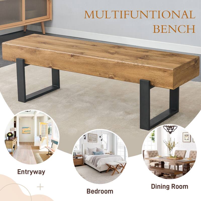 Rossetta 59" Sleek Modern Industrial Design Versatile Multi-Scenario Use Indoor Bench