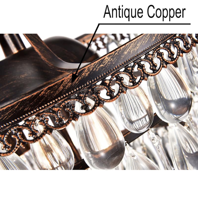 Cone Shape 4-light Antique Copper Crystal Chandelier