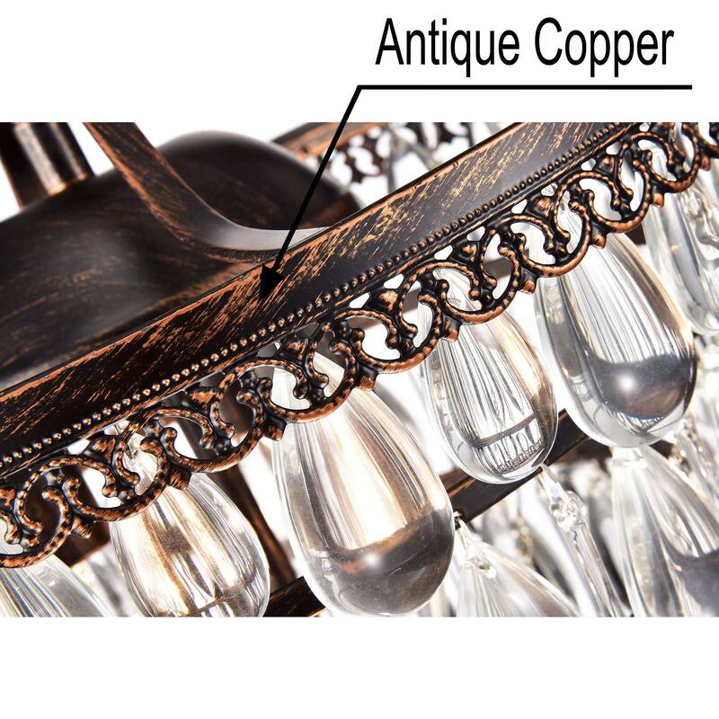 Cone Shape 4-light Antique Copper Crystal Chandelier