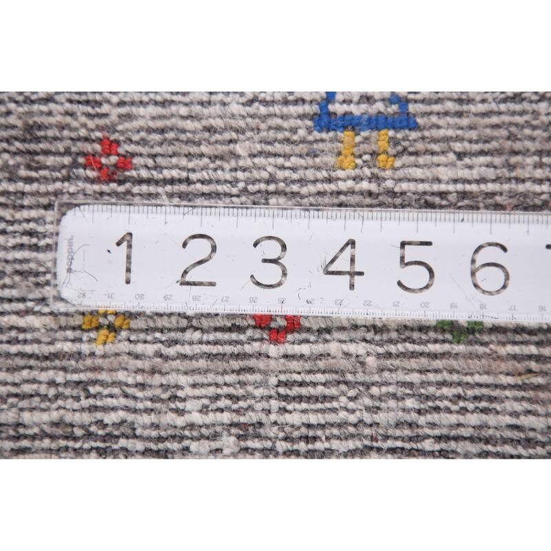 Silver Gray Striped Gabbeh Oriental Area Rug Handmade Wool Carpet - 9'0" x 12'0"