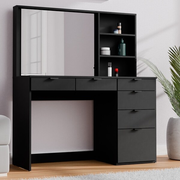 Kappesberg Jade Vanity with Mirror undefined 6 Drawers and Open