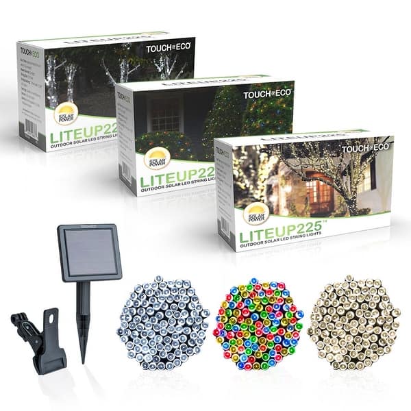 225 Solar Powered LED String Lights, 105 Feet - Multi-Colored 225 Solar Powered LED String Lights, 105 Feet - Multi-Colored