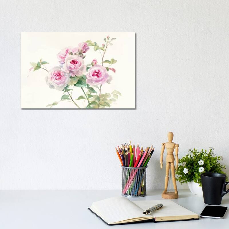 iCanvas "Sweet Roses On White Green" by Danhui Nai Canvas Print - 8x12x0.75