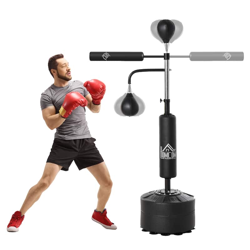 HOMCOM Punching Bag with Stand Boxing Set Kickboxing Bag with 360° Reflex Bar Height Adjustable for Adult Youth, Home Office Gym