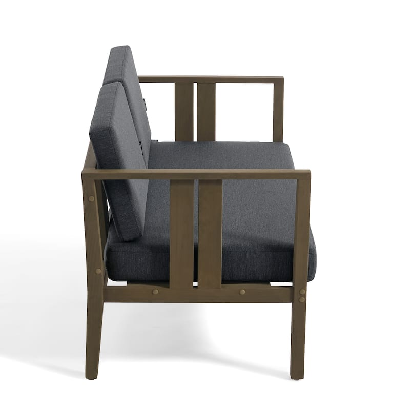 Casual 53"W Outdoor Patio Loveseat Set In Solid Teak Wood with Cushion