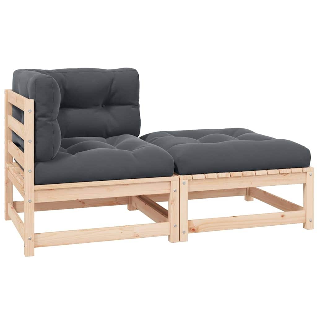 vidaXL Patio Furniture Outdoor Sectional Set with Cushions Solid Wood Pine