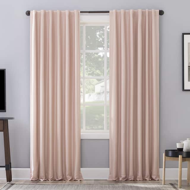 Sun Zero Evelina Faux Dupioni Silk Thermal Blackout Curtain Panel, Single Panel - 50 x 63 - Blush Pink