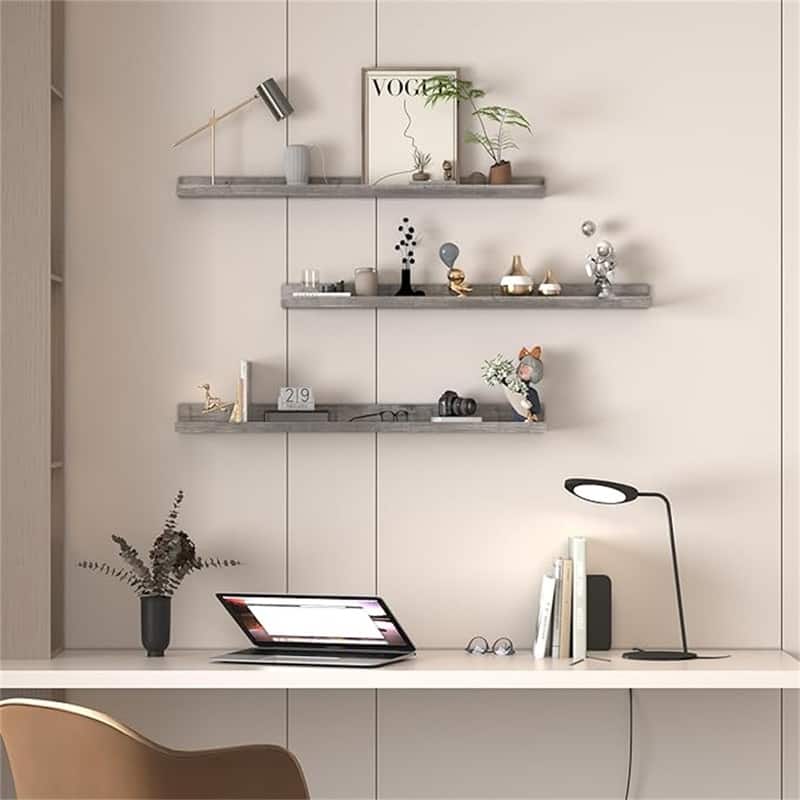 36 Inch Large Floating Shelves for Wall Set of 3 - 2.67"D x 35.82"W x 5.51"H