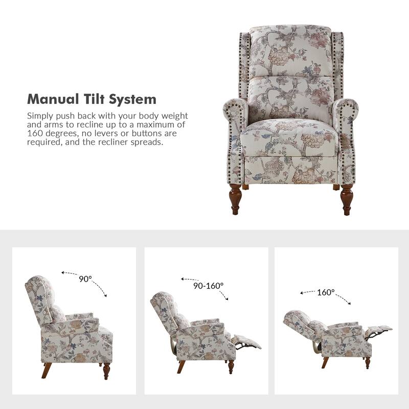 Terri Classic Cutaway Arms with Nailheads Manual Recliner for Living Room Set of 2 by HULALA HOME