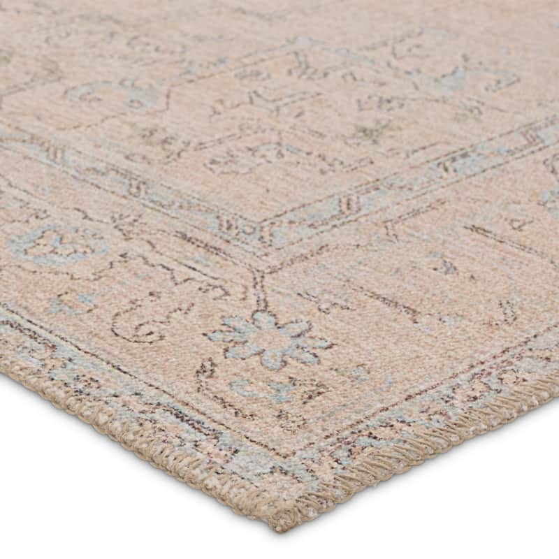 Kalina Machine Washable Medallion Beige/Light Blue Rug