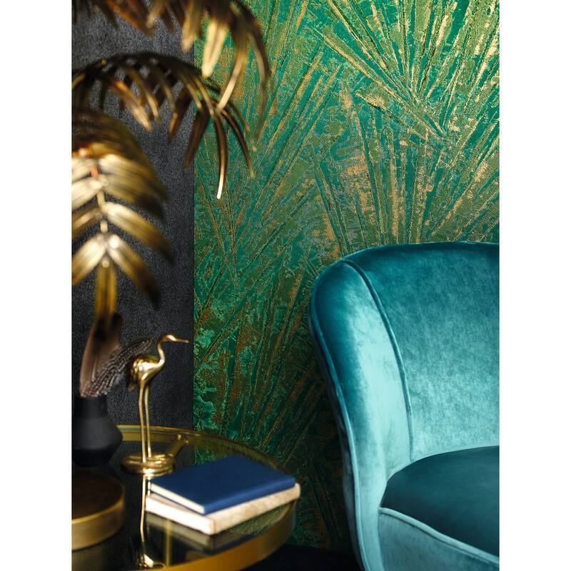 Galerie Wallcoverings Energy Collection Metallic Fan Palm Effect Wallpaper Roll