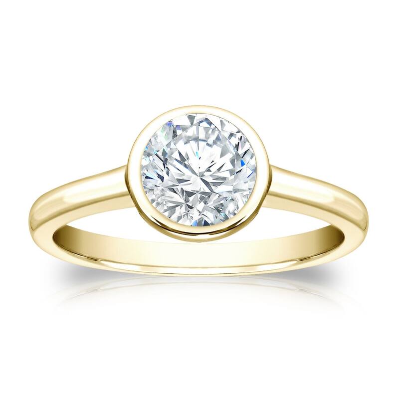 Auriya 18k Gold 1ctw Bezel Solitaire Diamond Engagement Ring - Yellow - 4