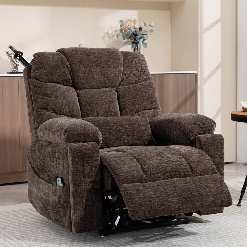 Luxuriant Overstuffed Power Lift Recliner with Dual Motors,Wireless Charging,Lumber Pillow,USB/Type C Charging