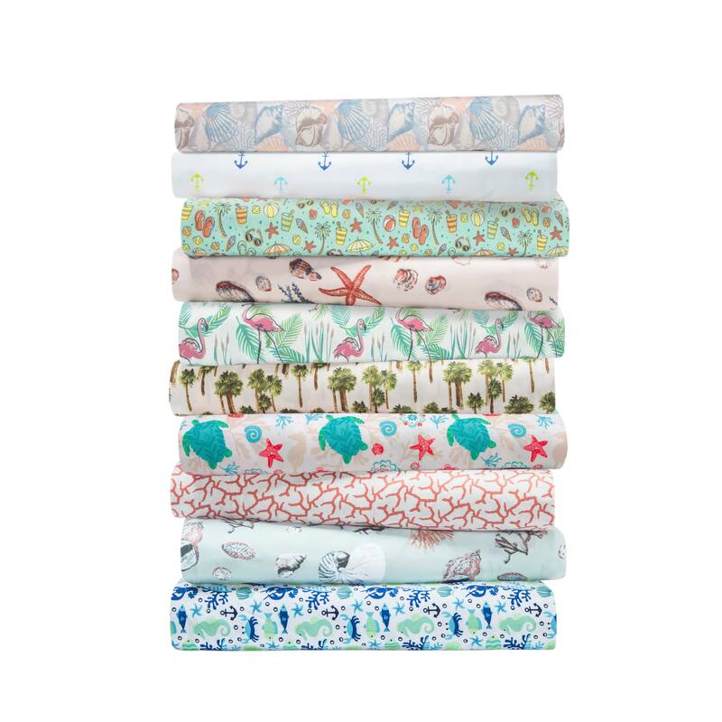 Hotel Coastal Microfiber Print Bed Sheet Set