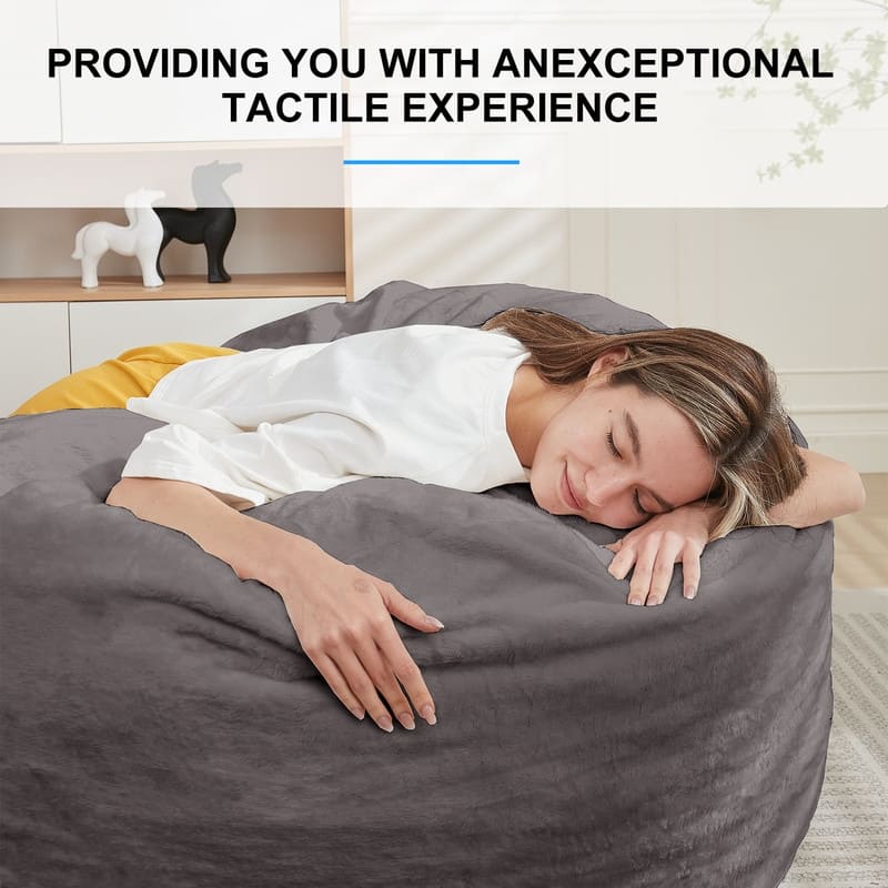 Mixoy Faux Plush Lazy Bean Bag Chairs,Oversized Fluffy Accent Chair,Fuzzy Sofa