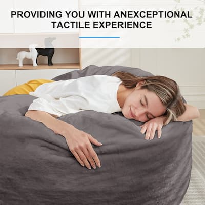 Mixoy Faux Plush Lazy Bean Bag Chairs,Oversized Fluffy Accent Chair,Fuzzy Sofa