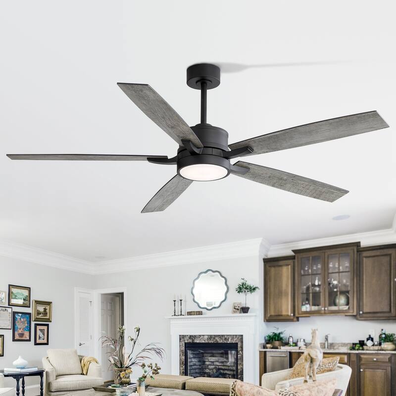 65 Inch Black LED Ceiling Fan with Light and Remote(5-Blade) - Remote