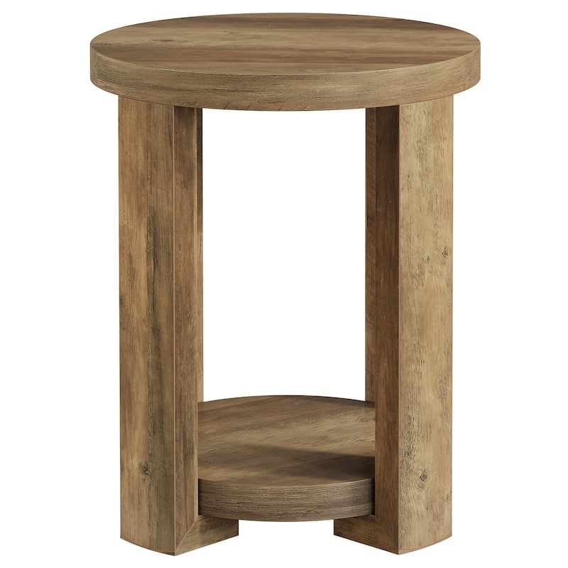 Side Table, 2-Tier Round End Table, Small Bedside Accent Furniture for Living Room, Bedroom