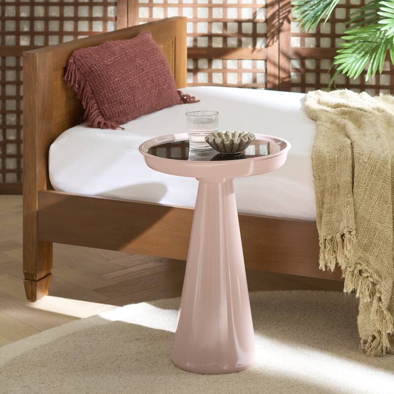 SAFAVIEH Home Hikuma Accent Table - 16"W x 16"D x 23"H - Black/Taupe