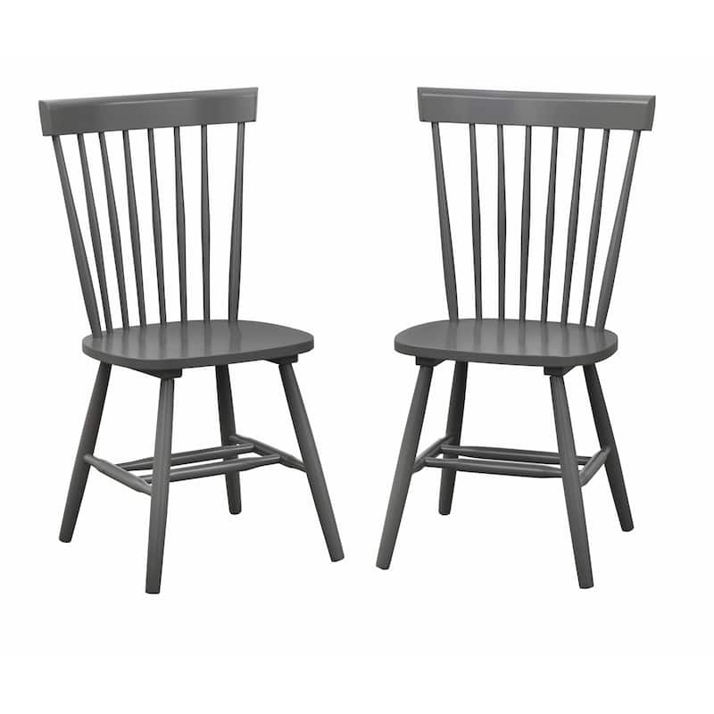 Simple Living Venice Solid Wood Spindle Dining Chairs (Set of 2) - Charcoal Gray