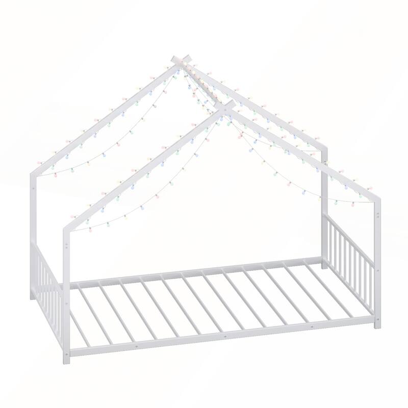 Twin size children's bed frame with LED light strips