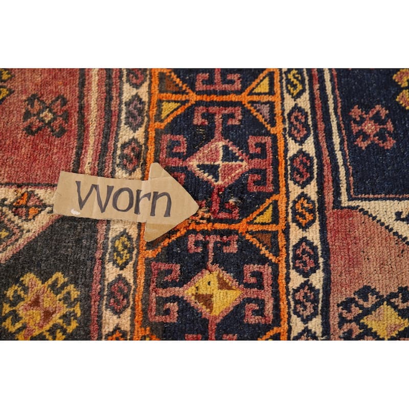 Tribal Anatolian Turkish Vintage Runner Rug Hand-Knotted Wool Carpet - 3'4"x 11'3"