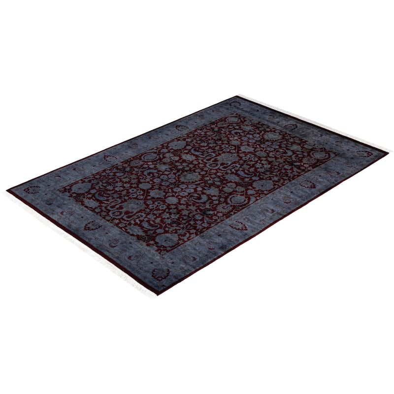 Overdyed One-of-a-Kind Hand-Knotted Area Rug - Red - 4' 1" x 6' 2"
