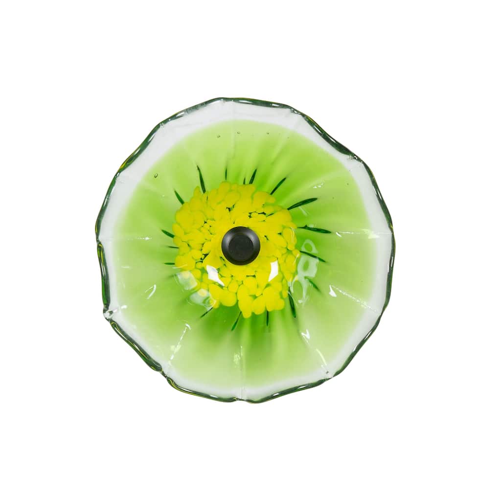 9IN Diamter Green Fiore Bloom Art Glass Wall Art