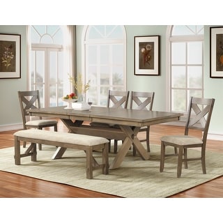 Roundhill Furniture Raven Wood 6-Piece Dining Set, Dining Table with 4 ...